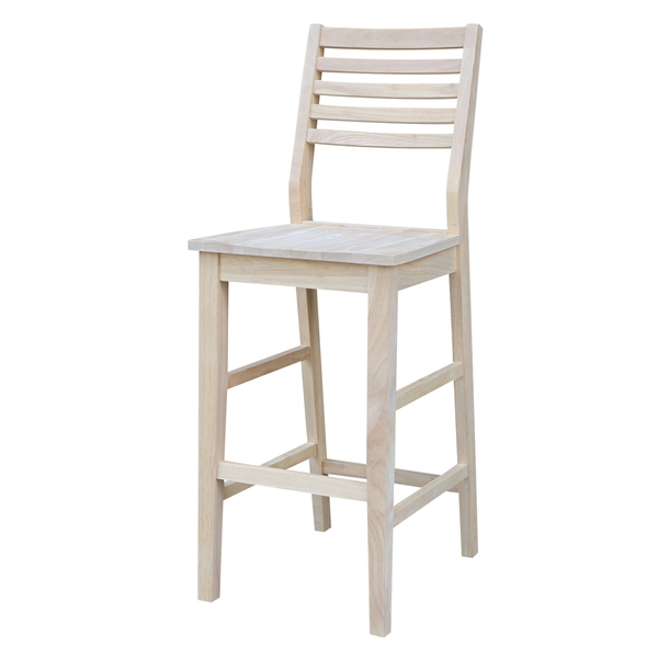 International Concepts Aspen BarHeight Slat Stool, 30" Seat Height, Unfinished S-43